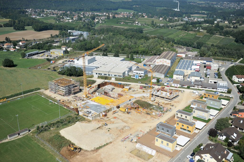 Vue aérienne quartier baconnière Boudry